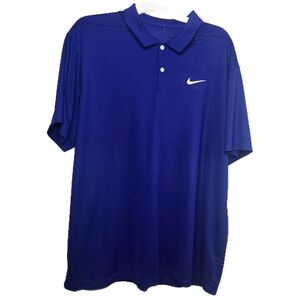 Nike Standard Men's Dri-Fit Blue Short Sleeve Polo Buttoned Shirt - Size XL